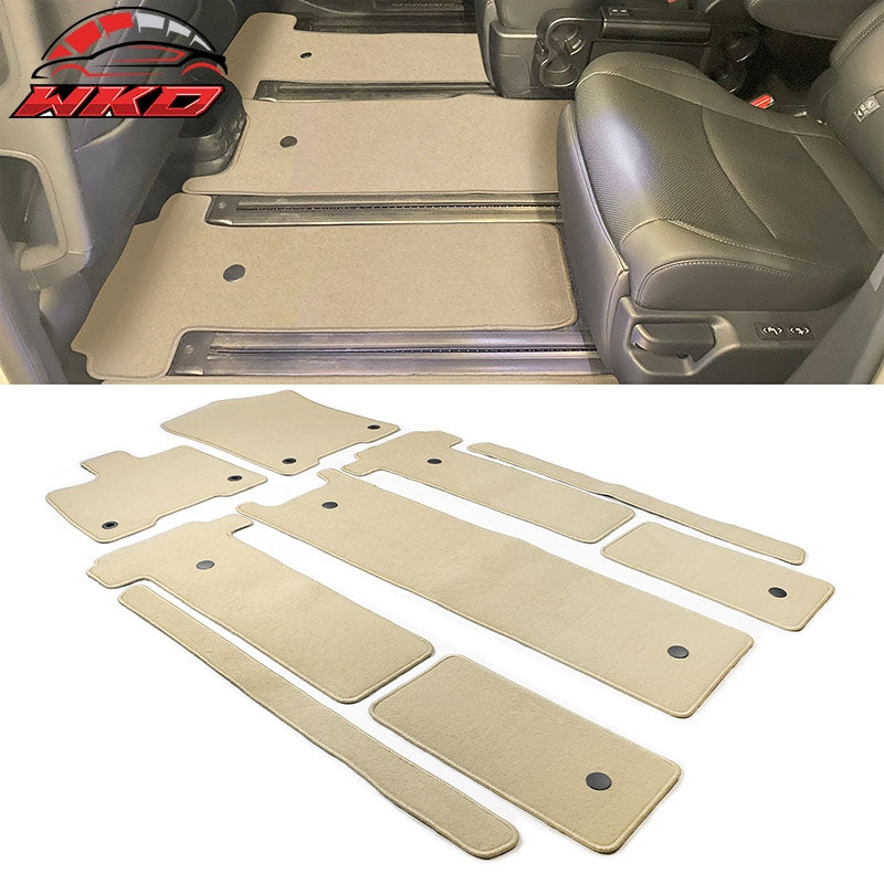 Fits 21-26 Toyota Sienna 7 Passenger Car Floor Mats Beige Front Rear Carpets 9PC