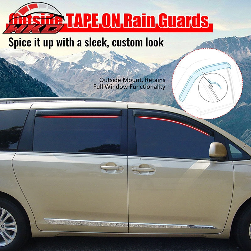 Fits 11-20 Toyota Sienna Window Visors Acrylic Sun Guard Rain Deflector 4Pc Set