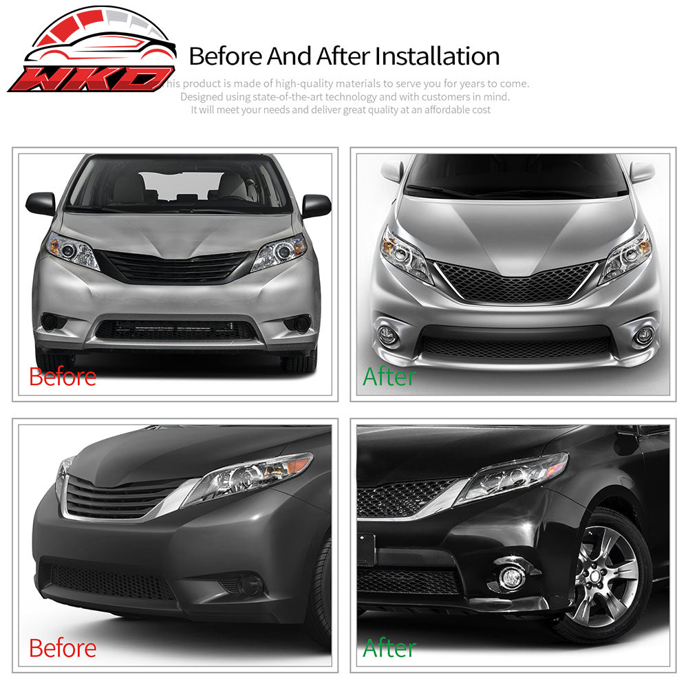 Fits 11-17 Sienna SE PP Front Bumper Cover Guard Conversion & Reflector
