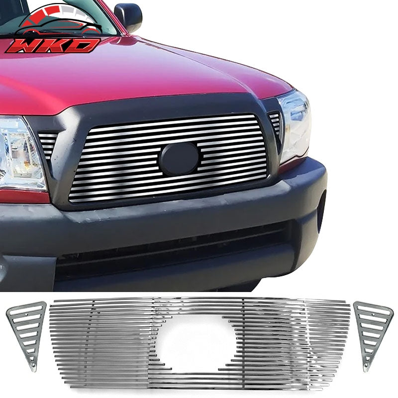 Fits 05-11 Toyota Tacoma Billet Chrome Front Upper Grille Cover Stainless Steel