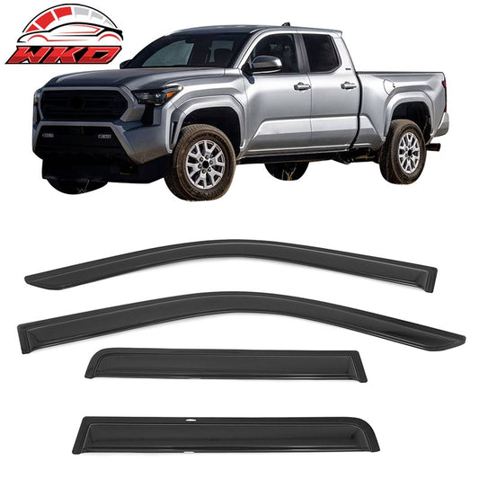 Wholesale 24-26 Toyota Tacoma Crew Cab Window Visors Smoke Acrylic Deflectors 4PC Set - Wikond Auto