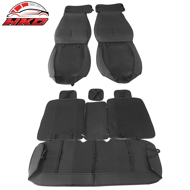 Fits 05-23 Toyota Tacoma 5-Seat Seat Covers Cushion Protector PU Leather - Black