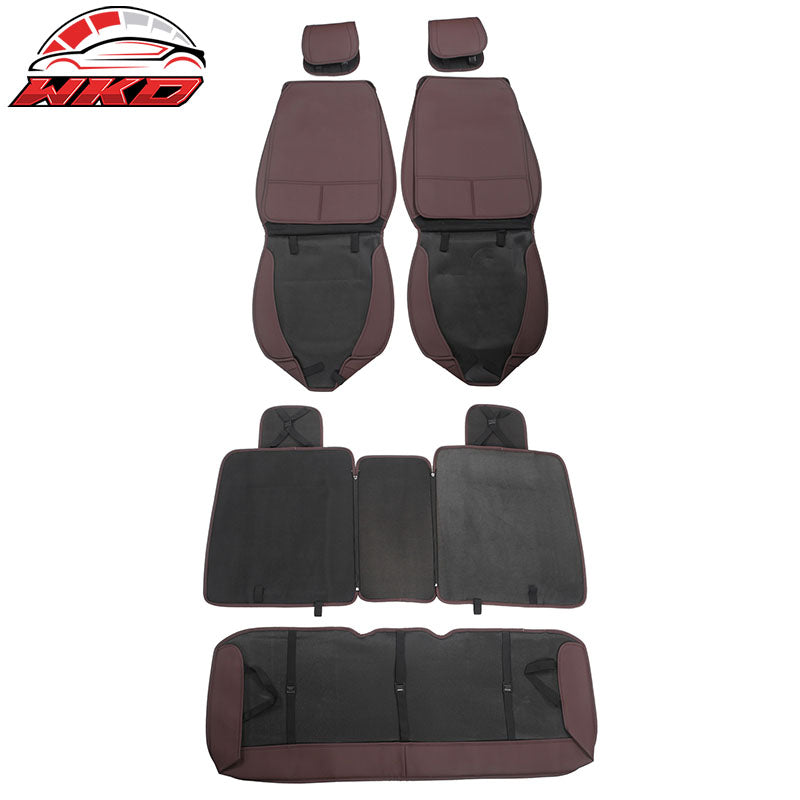 Fits 05-23 Toyota Tacoma 5-Seat Seat Covers Cushion Protector PU Leather - Brown