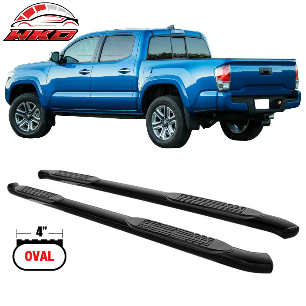 Fits 05-22 Toyota Tacoma Double Cab 4 Inch Oval Black Nerf Bar Running Boards