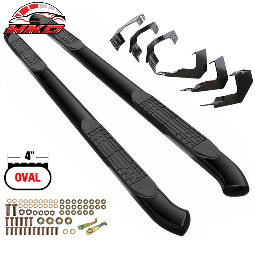 Fits 05-22 Toyota Tacoma Double Cab 4 Inch Oval Black Nerf Bar Running Boards