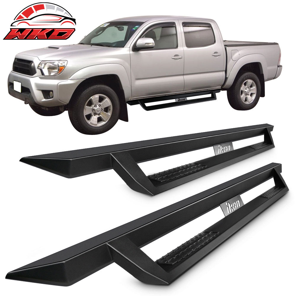 Fits 05-22 Toyota Tacoma Double Cab IKON V1 Style Steel Running Boards Black