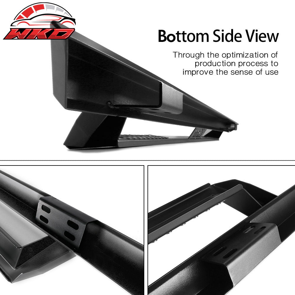 Fits 05-22 Toyota Tacoma Double Cab IKON V1 Style Steel Running Boards Black