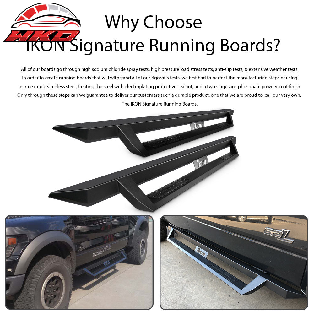 Fits 05-22 Toyota Tacoma Double Cab IKON V1 Style Steel Running Boards Black
