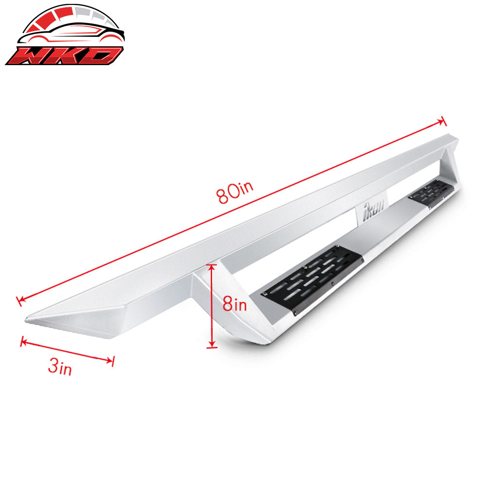 Fits 05-22 Toyota Tacoma Double Cab IKON V1 Style Steel Running Boards Silver