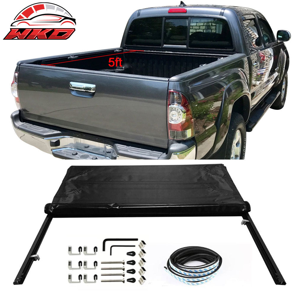 Fits 05-15 Toyota Tacoma Double Cab 5ft Short Bed Soft Roll Up Tonneau Cover
