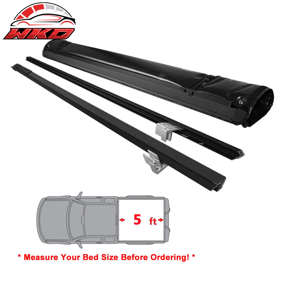 Fits 05-15 Toyota Tacoma Double Cab 5ft Short Bed Soft Roll Up Tonneau Cover