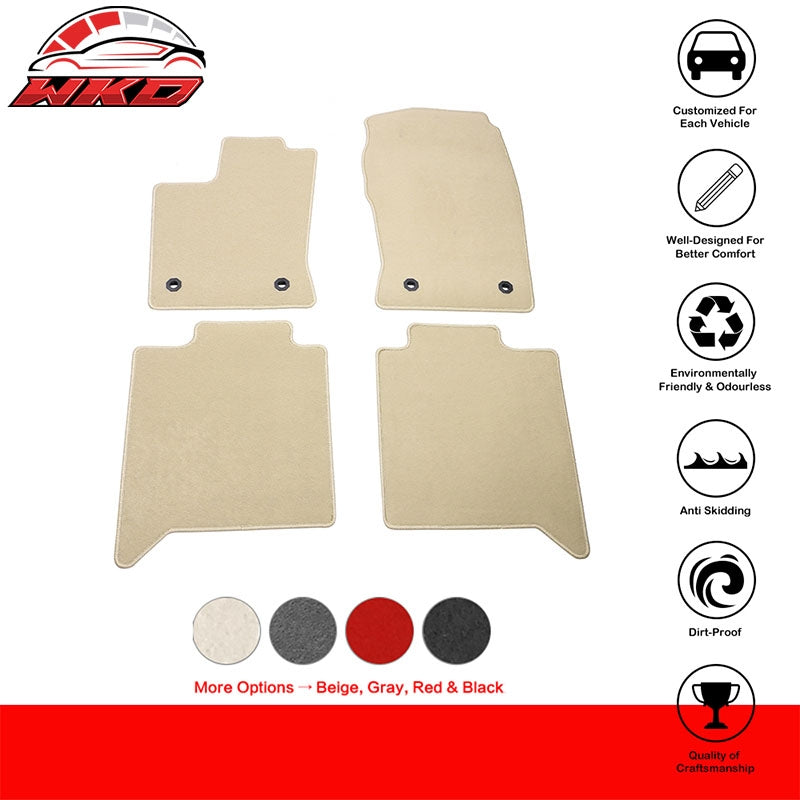 Fits 22-24 Toyota Tundra Crewmax Anti-Slip Floor Mats Carpet Nylon 4PCS - Beige
