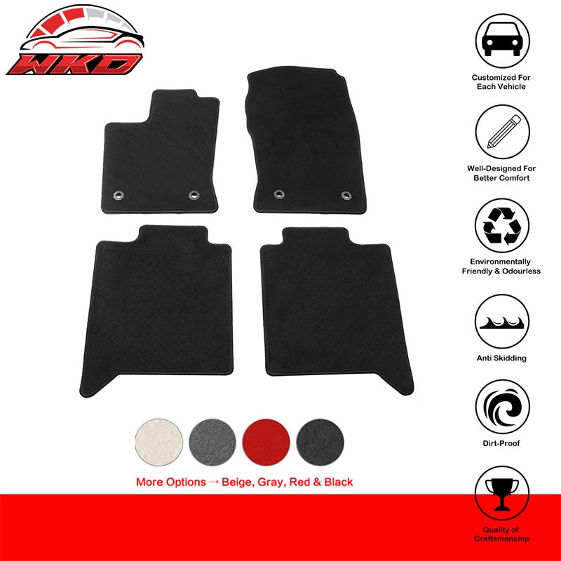 Fits 22-24 Toyota Tundra Crewmax Anti-Slip Floor Mats Carpet Nylon 4PCS - Black