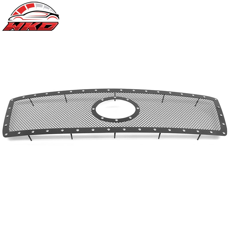 Fits 10-13 Toyota Tundra Mesh Front Grille Black + Chrome Rivets Stainless Steel