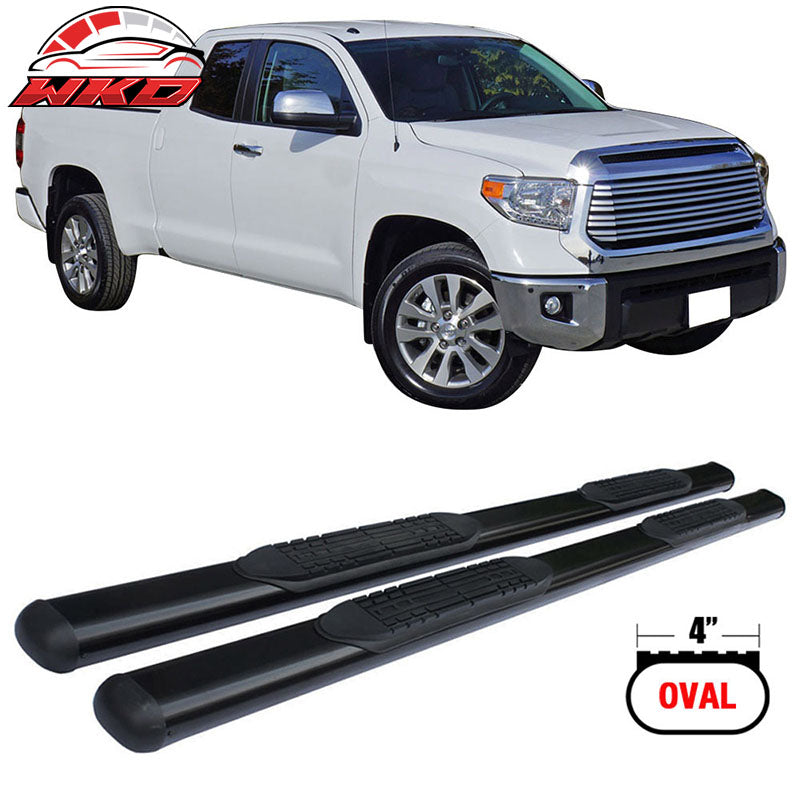 Fits 07-21 Toyota Tundra Double Cab 4" Oval Side Step Nerf Bar Running Boards
