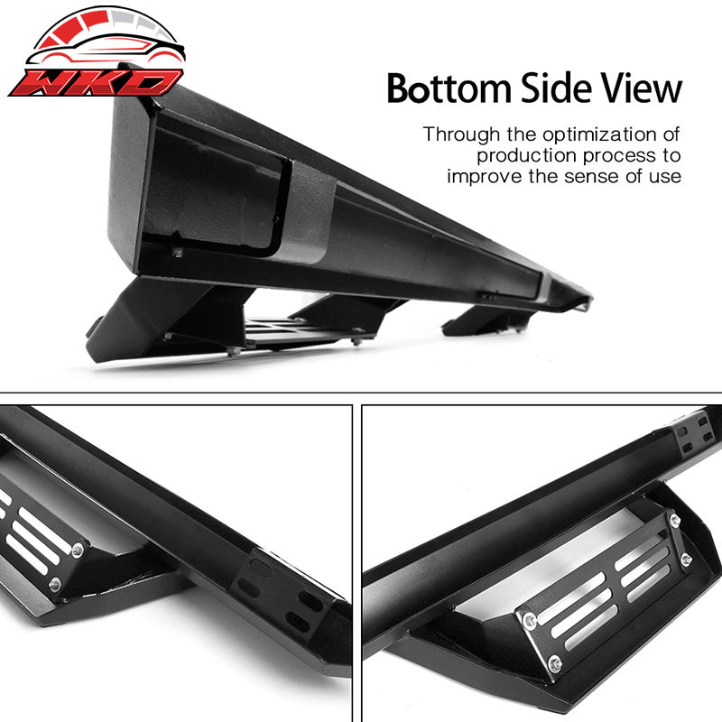 Fits 07-21 Toyota Tundra Double Cab IKON V2 Style Steel Running Boards Black