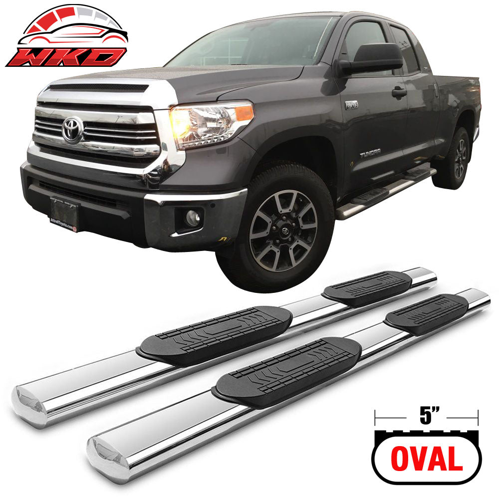Fits 07-21 Toyota Tundra Double Cab 5" Oval Stainless Side Step Running Boards