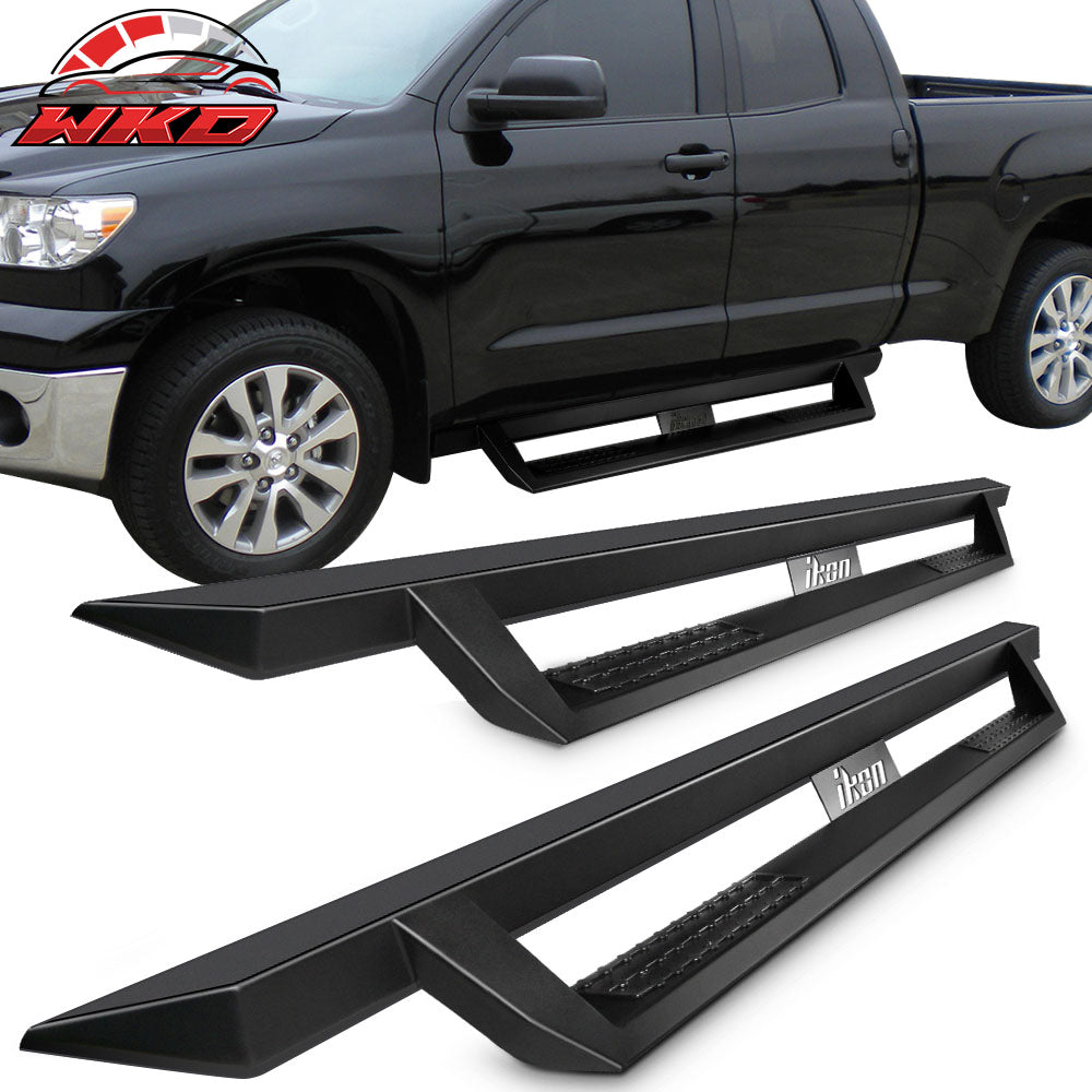 Fits 07-21 Toyota Tundra Double Cab IKON V1 Style Steel Running Boards Black