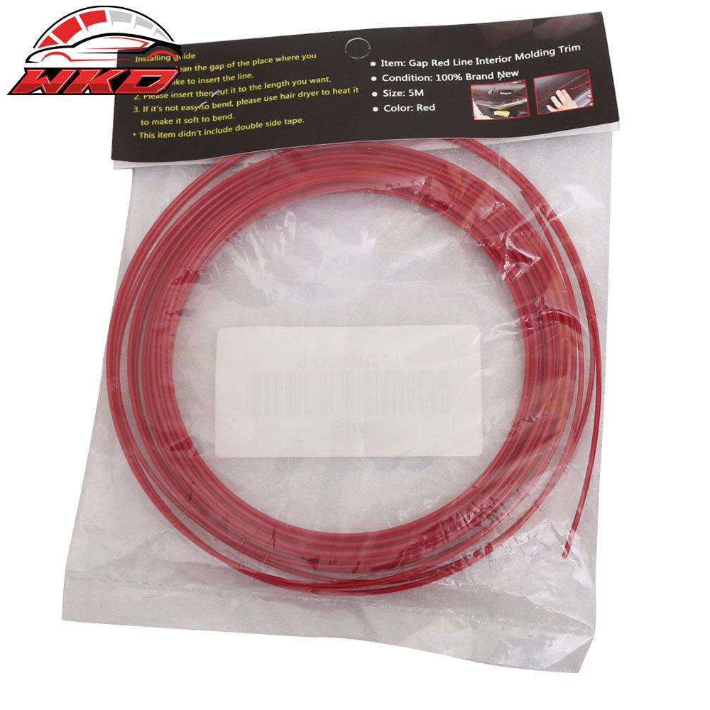 Universal Car Gap Red Line Moulding Trim Edge Interior Accessory Decor 5 Meters