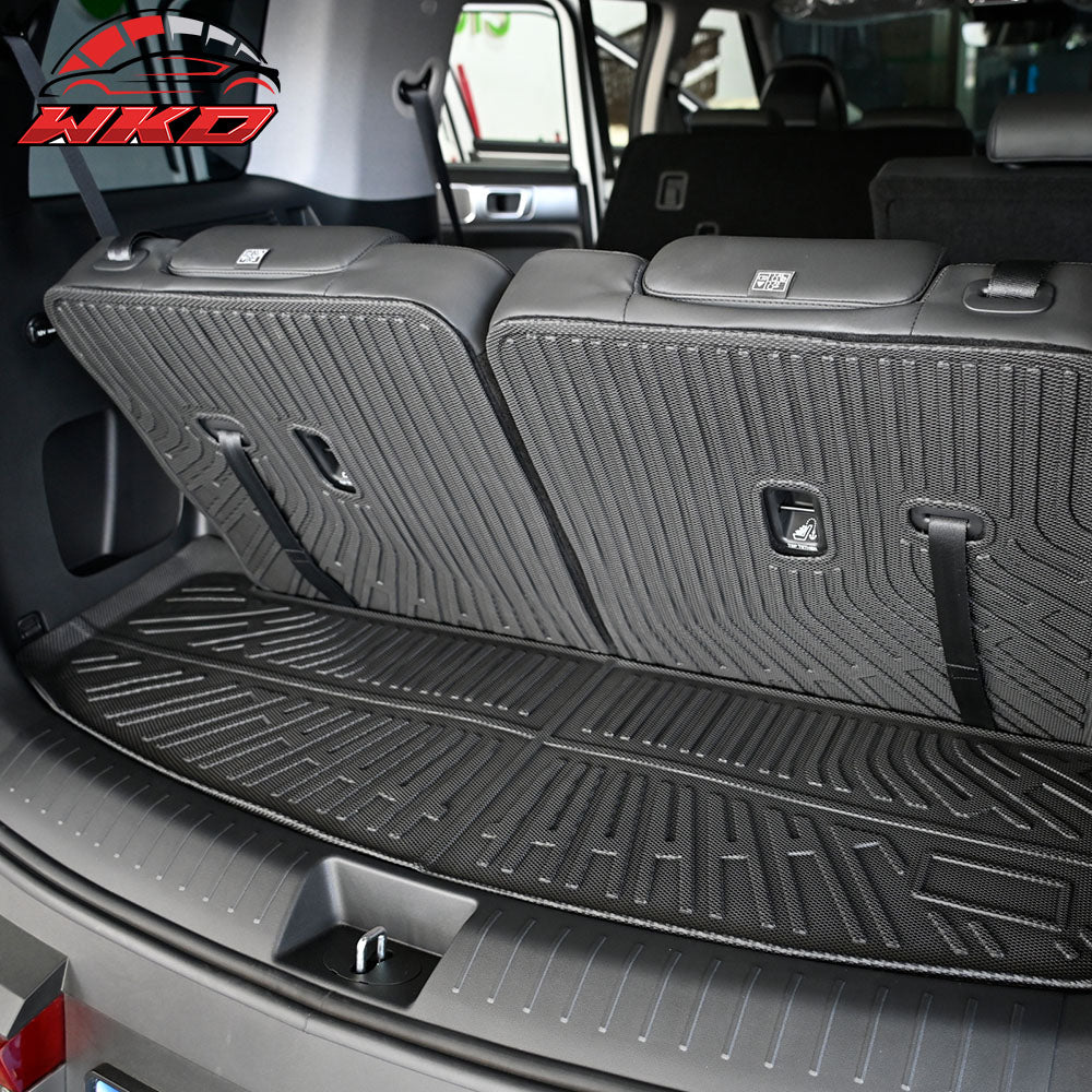 Fits 24-25 Hyundai Santa Fe Rear Trunk Mat Liner W/ Backrest Cover TPE 6/7 Seats