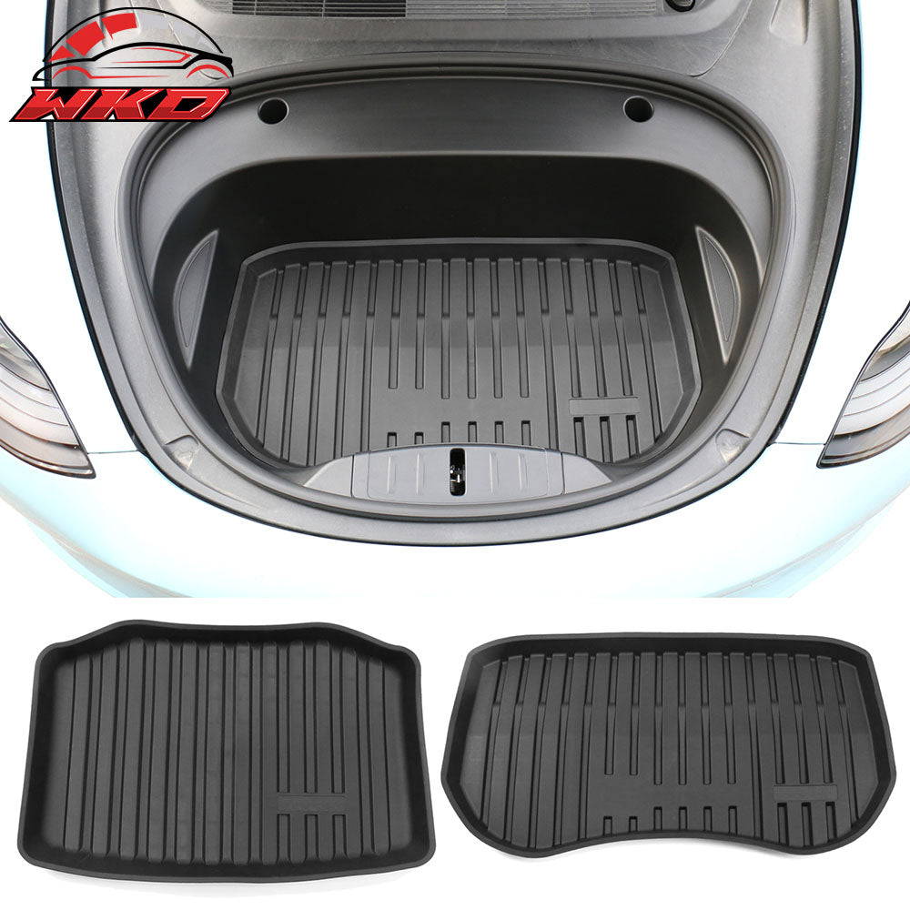 Fits 21-23 Tesla Model 3 Front Rear Trunk Mats Storage Cargo Liner Injection TPE
