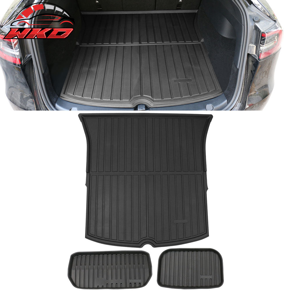 Fits 20-25 Tesla Model Y All Weather Trunk Mats Cargo Liner Injection TPE - 3PCS