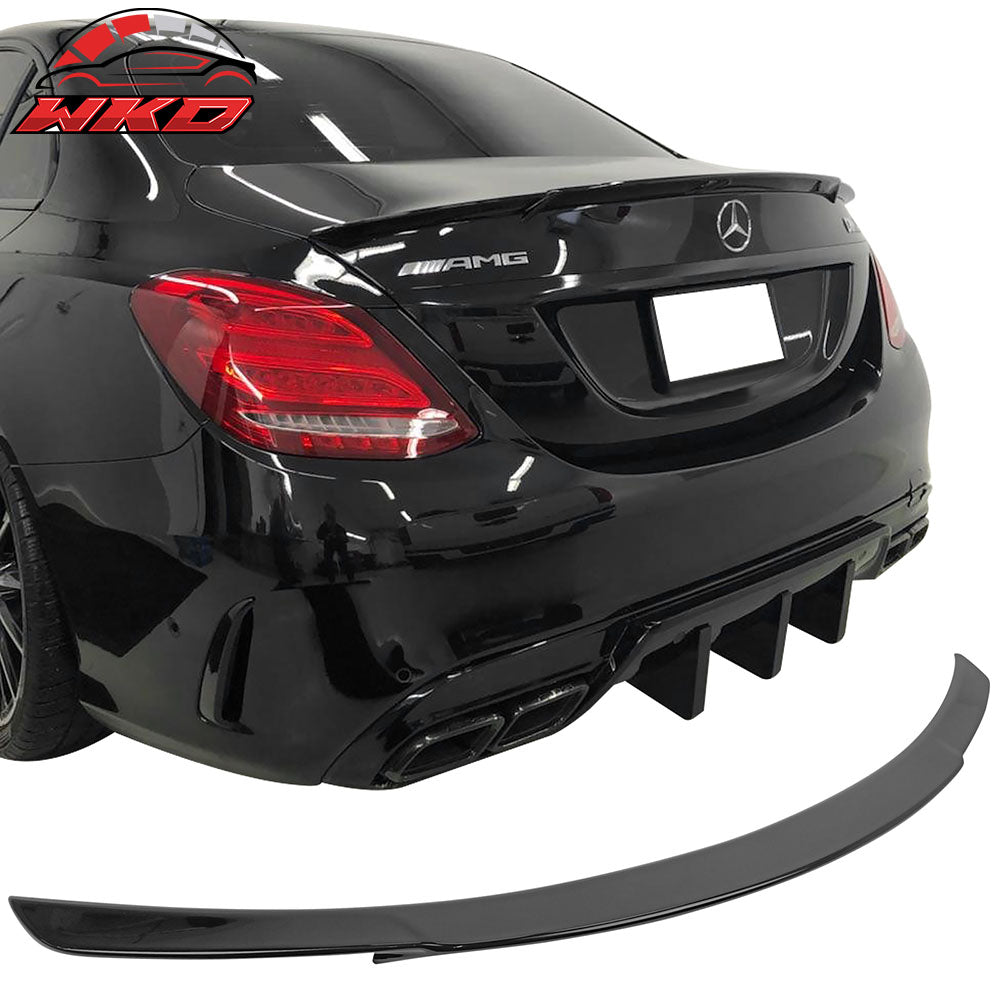 Fits 15-21 Benz W205 C Class B Style Trunk Spoiler Painted #040 Black Rear Wing