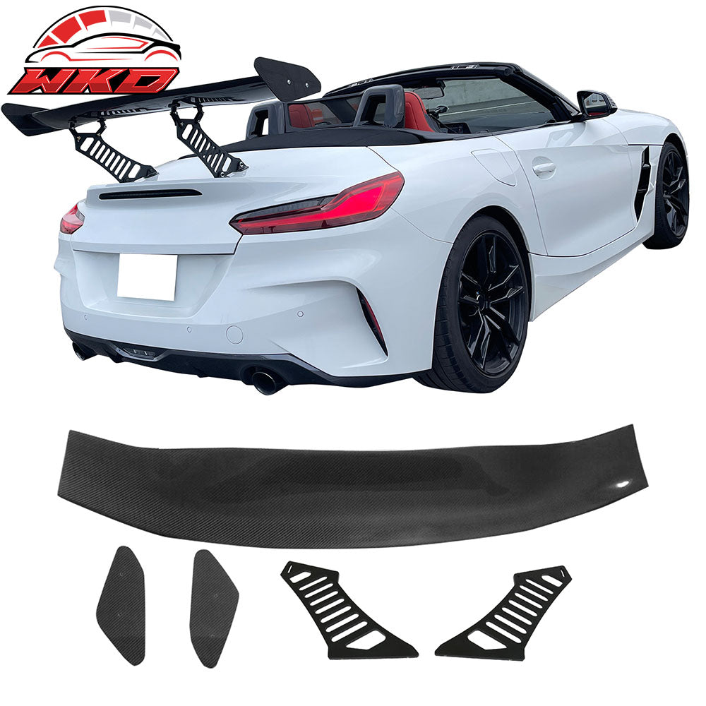 Universal 56" Inch GT Style 3D Carbon Fiber Trunk Spoiler V1 Side Plates V3 Legs