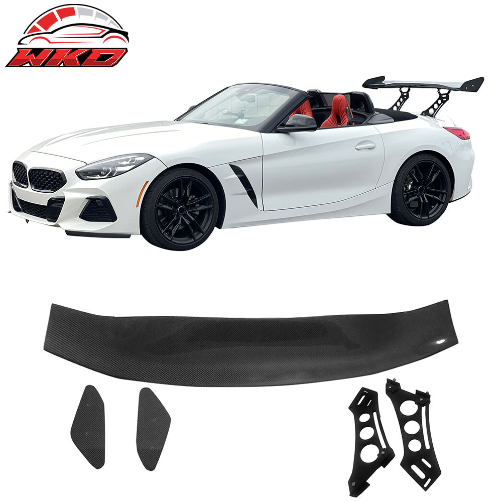 Universal 56" Inch GT Style 3D Carbon Fiber Trunk Spoiler V1 Side Plates V5 Legs