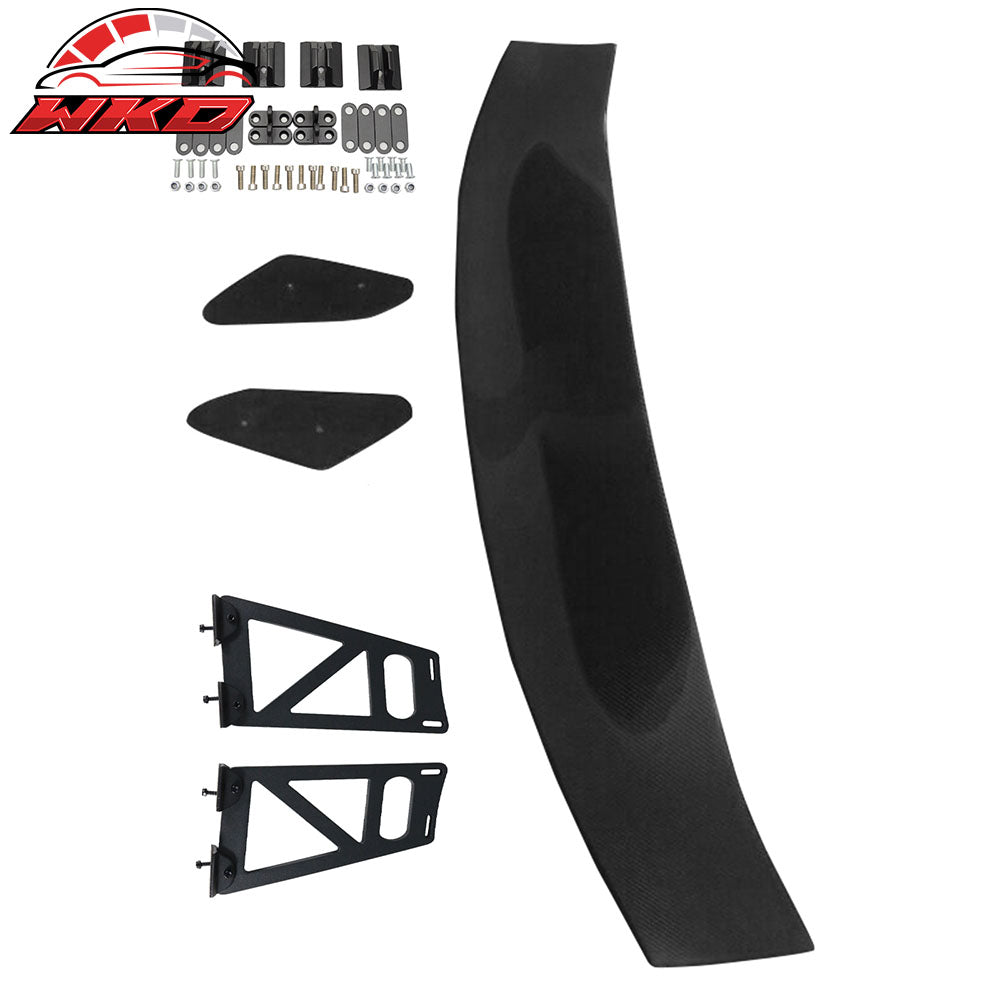 Universal 56" Inch GT Style 3D Carbon Fiber Trunk Spoiler V1 Side Plates V6 Legs