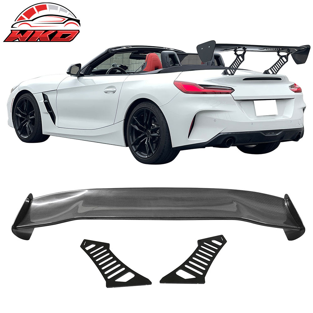 Universal 56" Inch GT Style 3D Carbon Fiber Trunk Spoiler V3 Side Plates + Legs