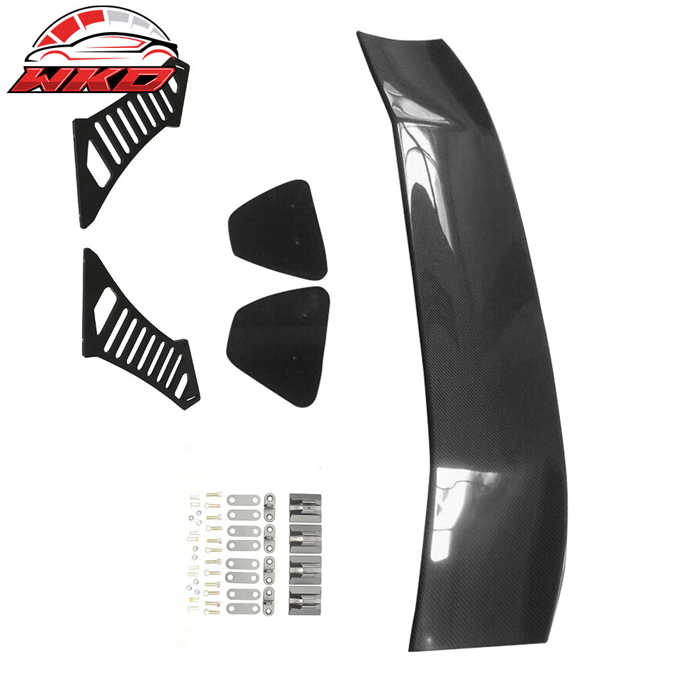 Universal 56" Inch GT Style 3D Carbon Fiber Trunk Spoiler V3 Side Plates + Legs