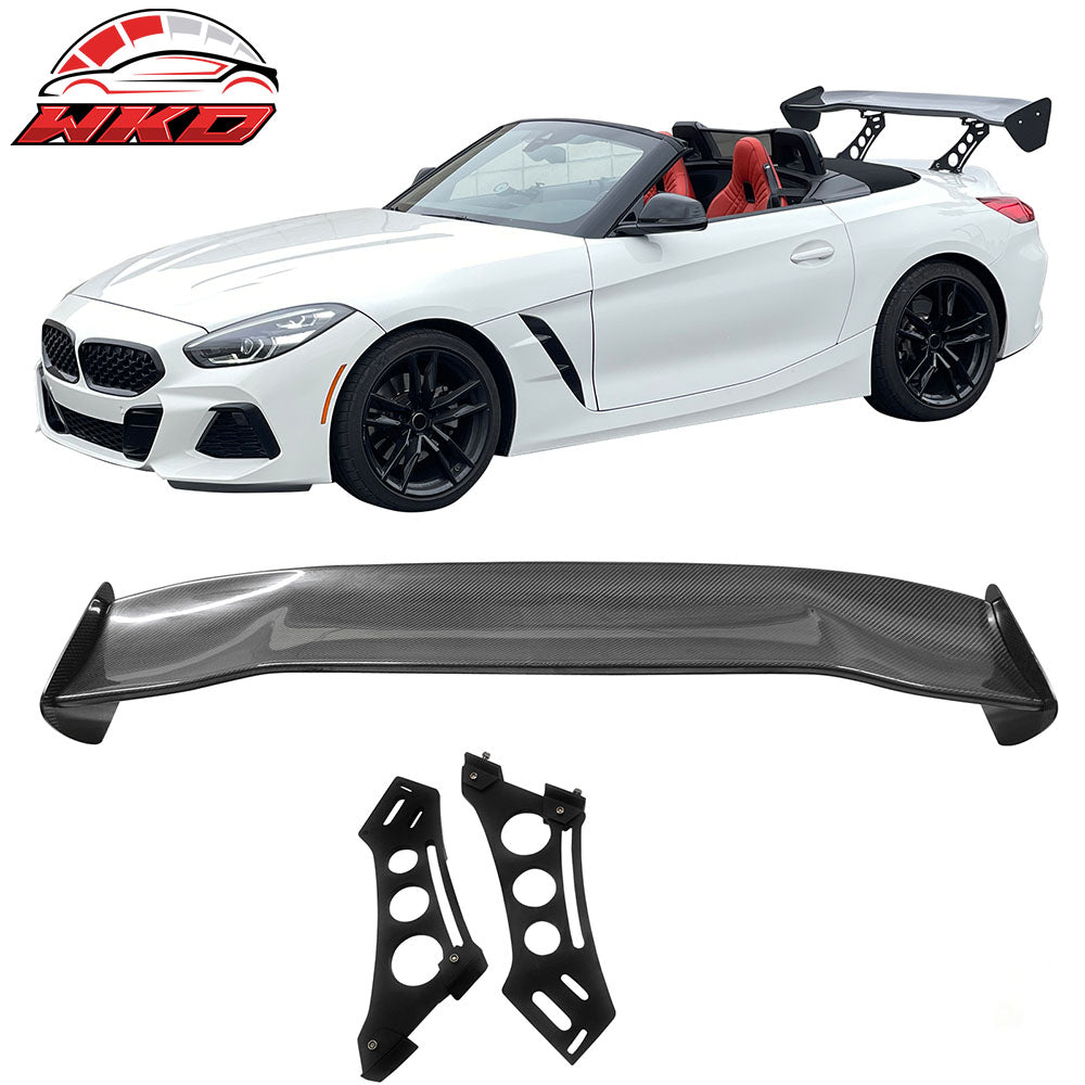 Universal 56" Inch GT Style 3D Carbon Fiber Trunk Spoiler V3 Side Plates V5 Legs