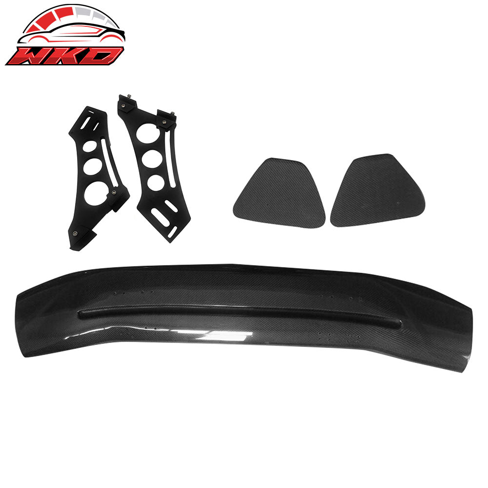 Universal 56" Inch GT Style 3D Carbon Fiber Trunk Spoiler V3 Side Plates V5 Legs