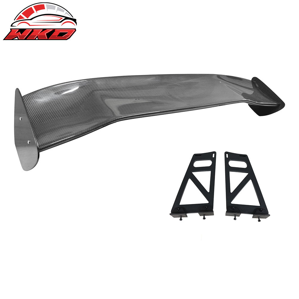 Universal 56" Inch GT Style 3D Carbon Fiber Trunk Spoiler V3 Side Plates V6 Legs