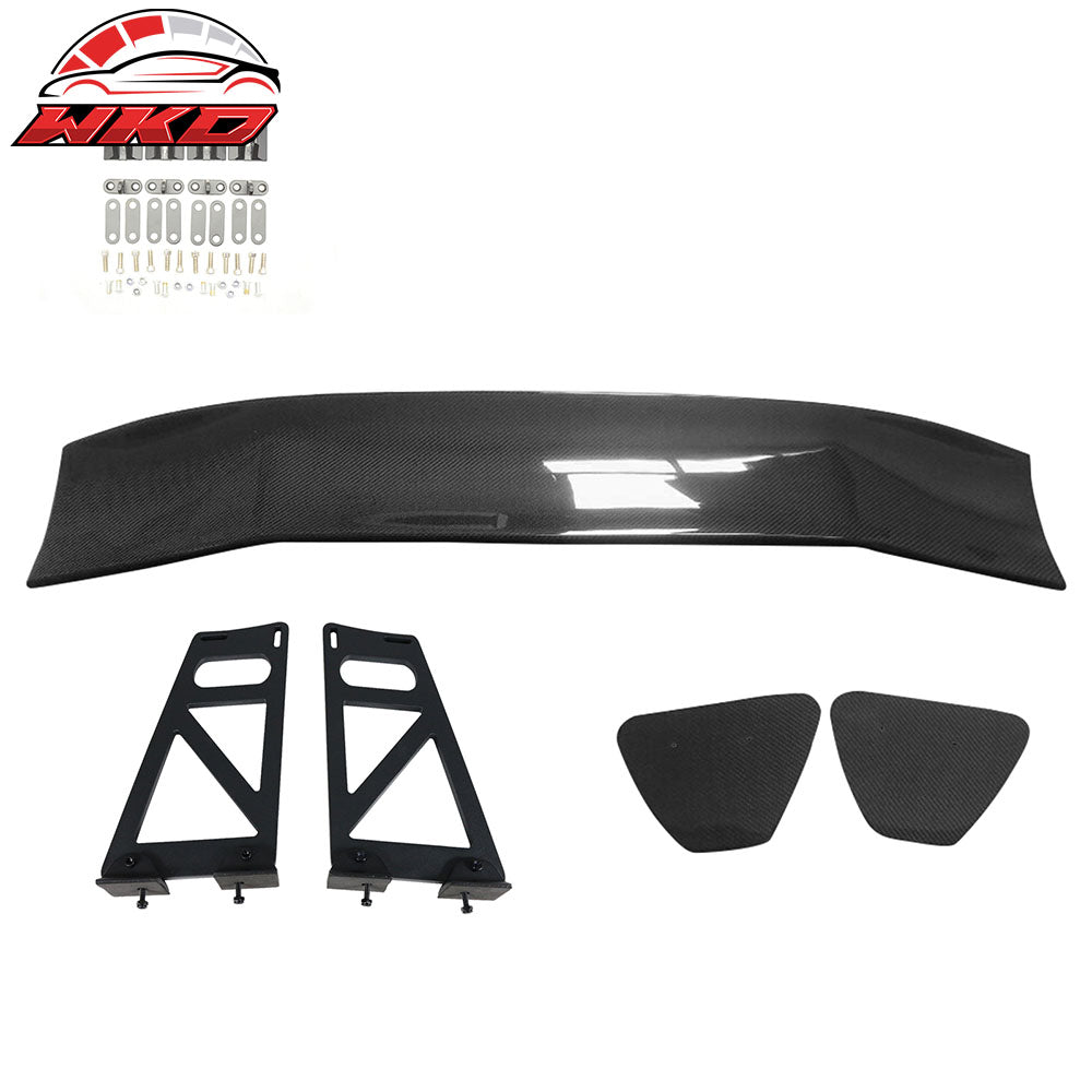 Universal 56" Inch GT Style 3D Carbon Fiber Trunk Spoiler V3 Side Plates V6 Legs
