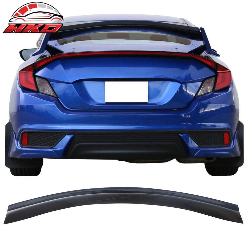 Fits Honda Civic Top Gurney Flap Add-On Trunk Spoiler Wing Transparent Smoke