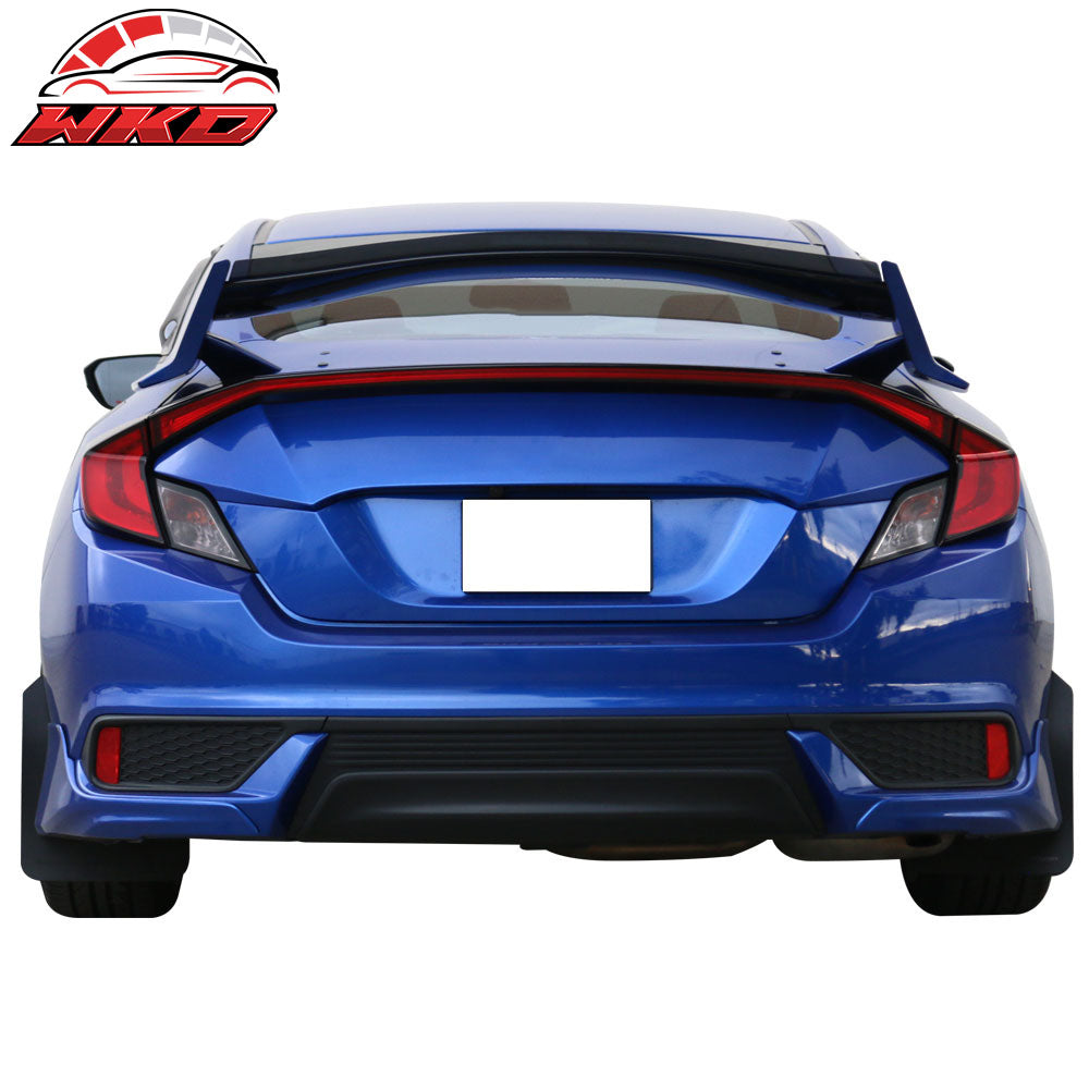 Fits Honda Civic Top Gurney Flap Add-On Trunk Spoiler Wing Transparent Smoke