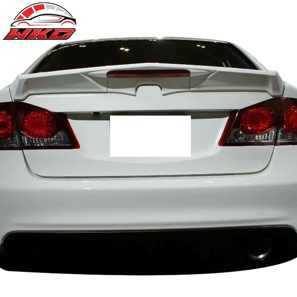 Fits 06-11 Honda Civic 4Dr Rear Trunk Spoiler Wing MD FRP Red LED Brake Light
