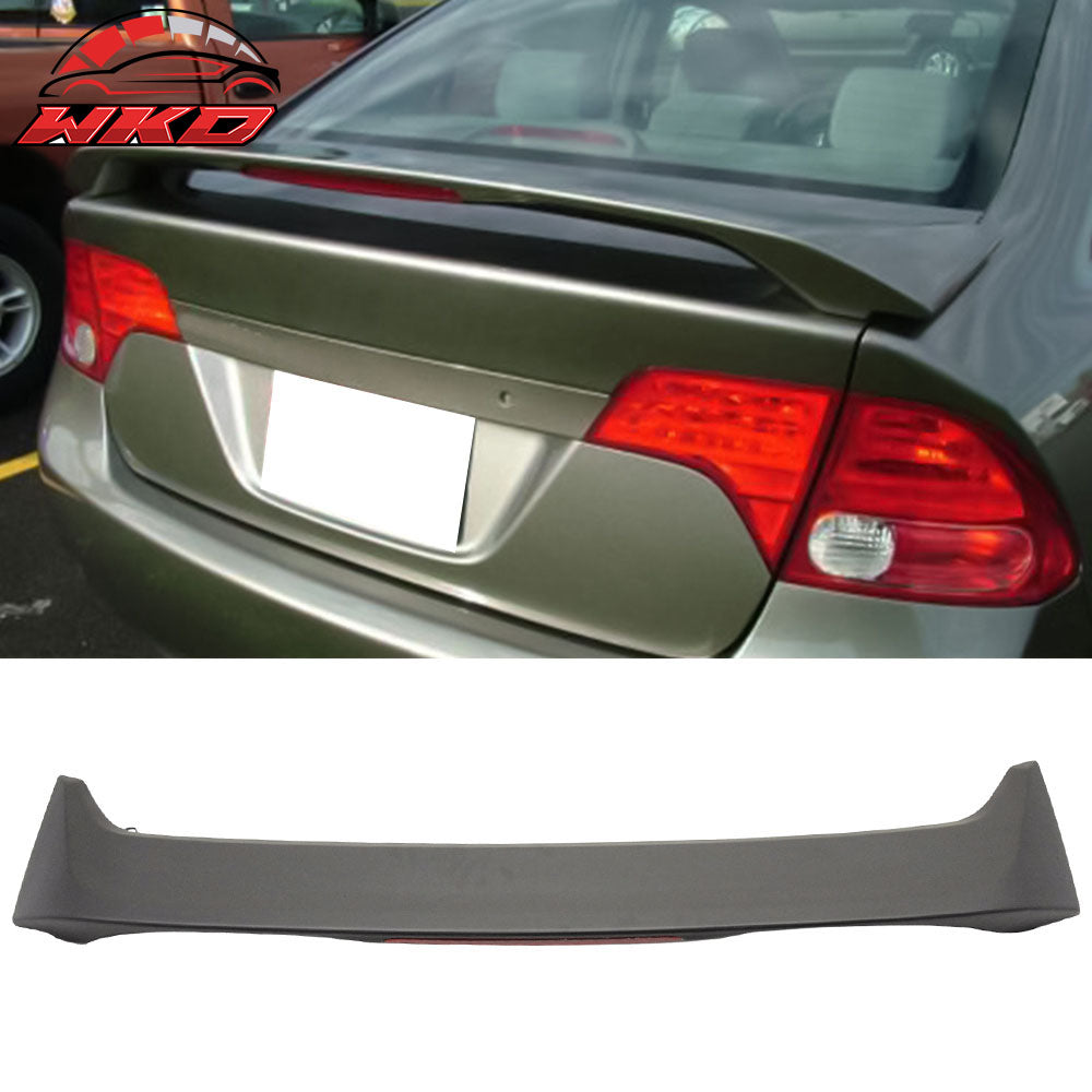 Fits 06-11 Honda Civic Sedan OE Factory Painted Matte Black Trunk Spoiler & LED