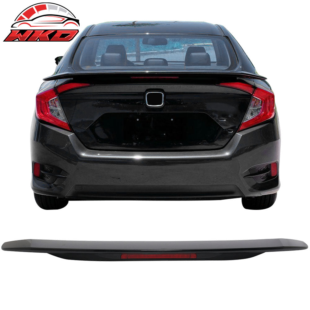 16-21 Civic Sedan RS SI Style Trunk Spoiler 3RD LED #NH731P Crystal Black Pearl