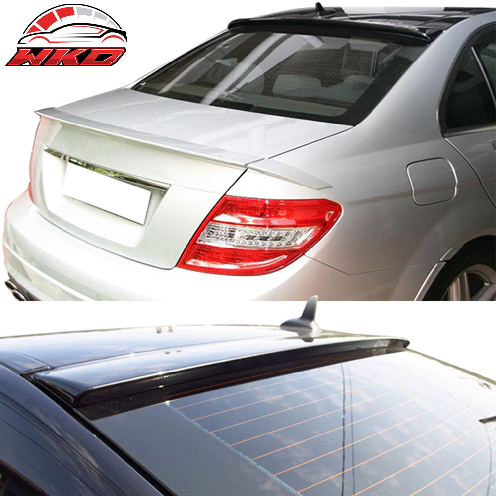 Fits 08-14 Benz C Class W204 B Style Trunk + OE Style Roof Spoiler Unpainted ABS