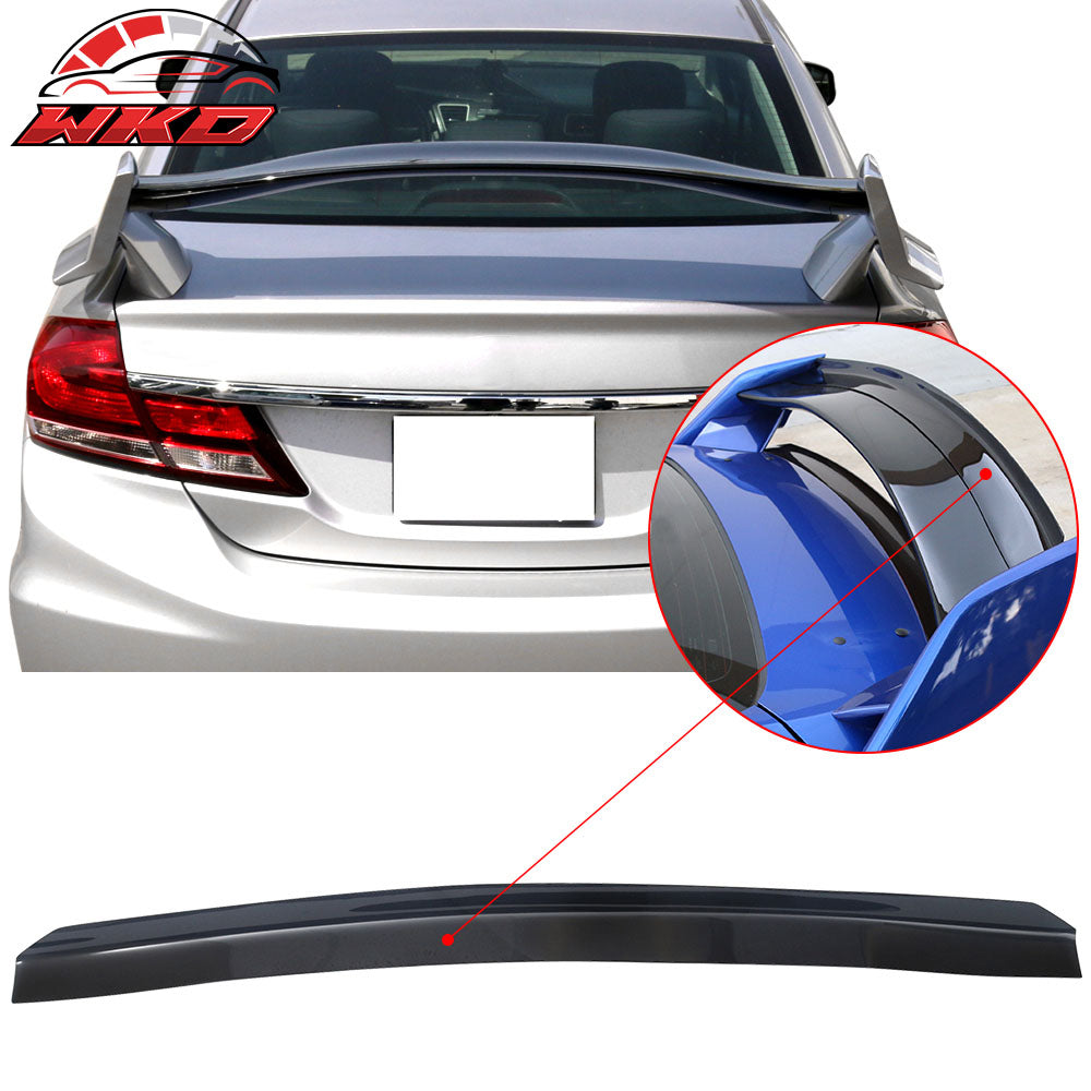 Fits 12-15 Honda Civic Top Gurney Flap Trunk Spoiler Wing Transparent Smoke