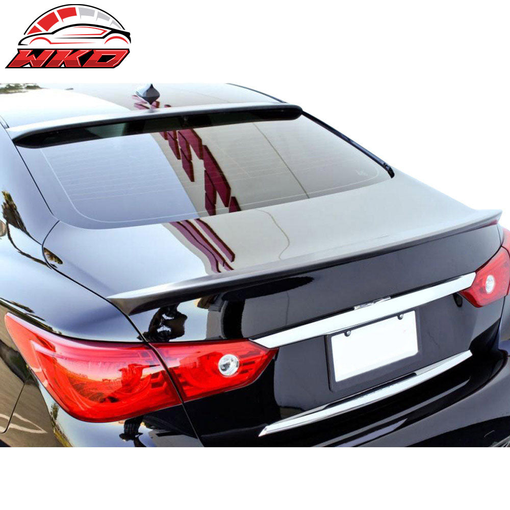 Fits 14-24 INFINITI Q50 IKON Trunk Spoiler Lip Painted #KH3 Black