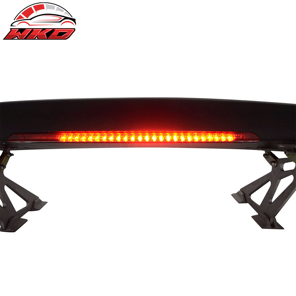 Universal Adjustable 57 Inch GT Trunk Spoiler Wing LED Brake Light Unpainted ABS