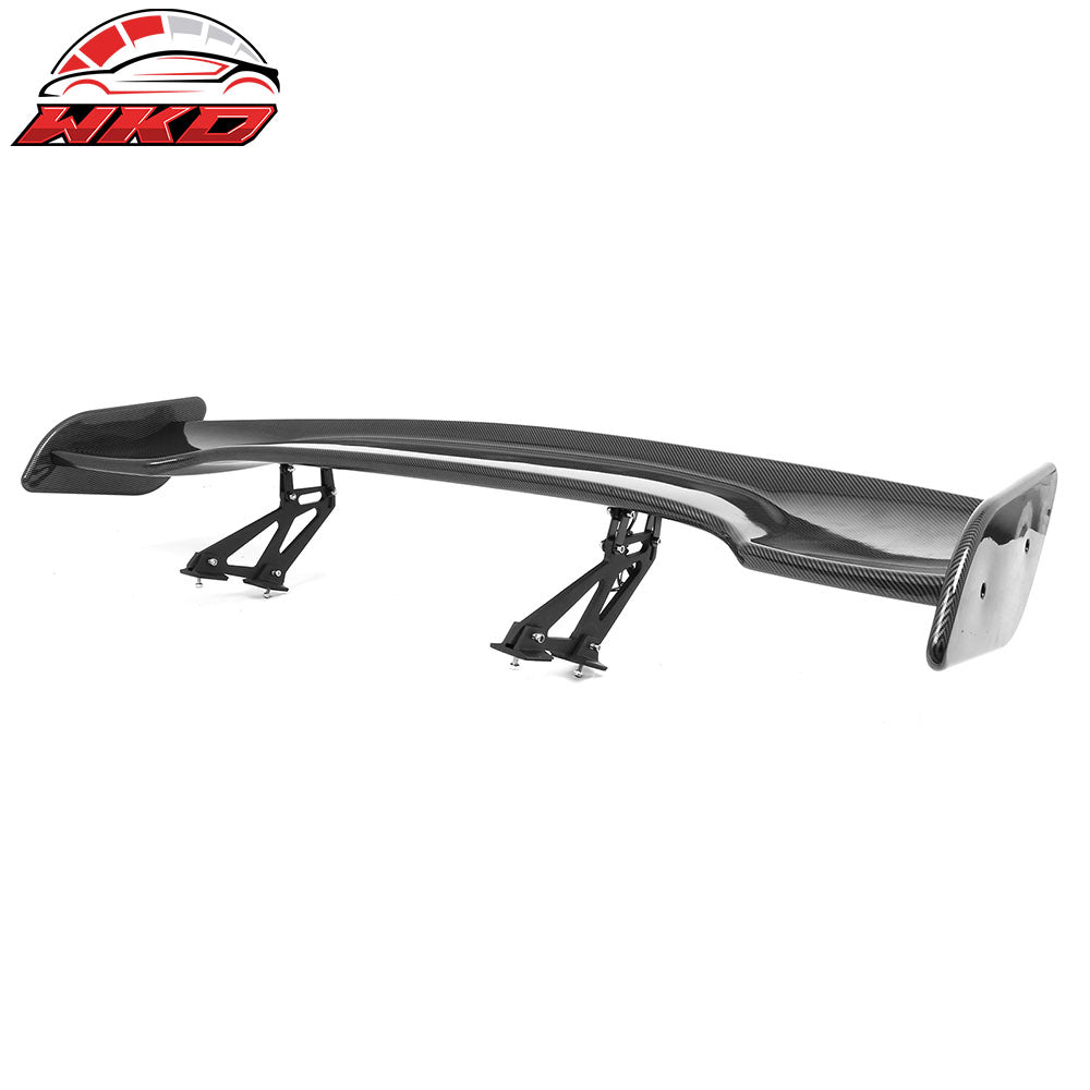 Universal 57 Inch GT Trunk Spoiler Wing & LED Brake Light Carbon Fiber Print ABS
