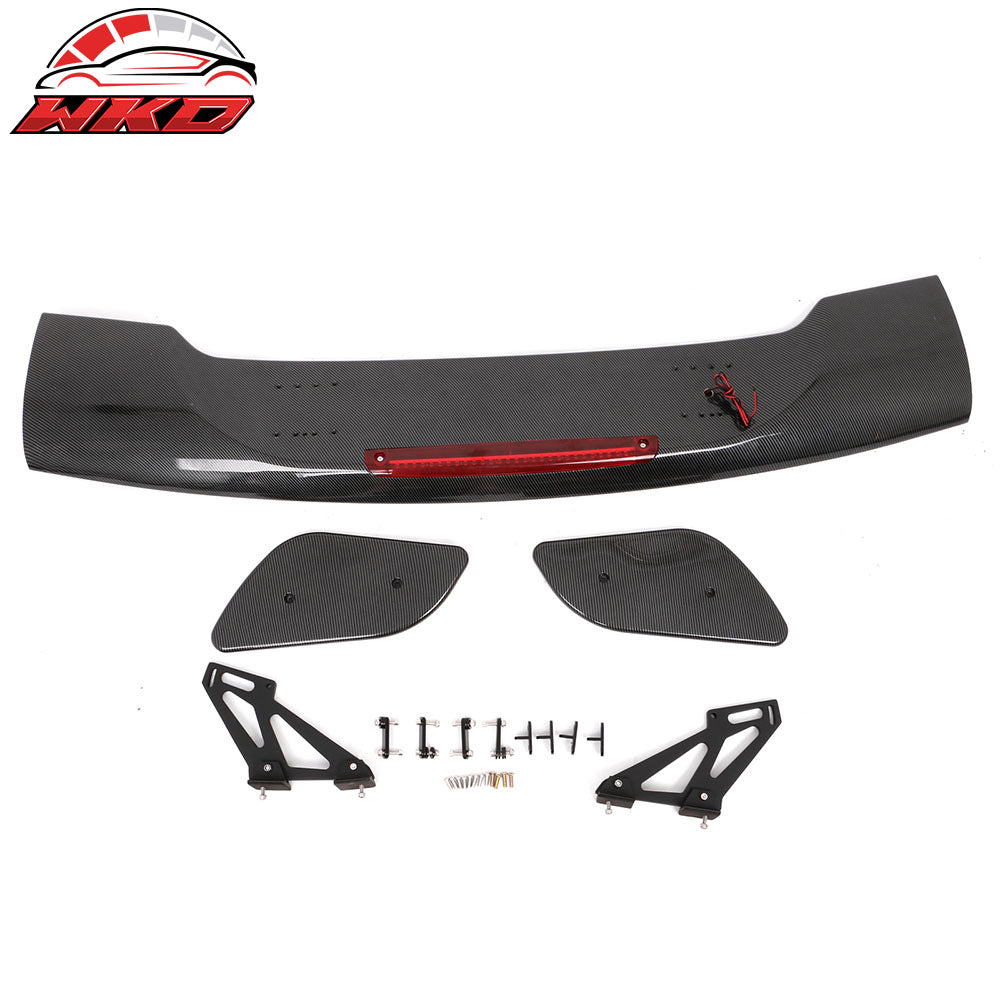 Universal 57 Inch GT Trunk Spoiler Wing & LED Brake Light Carbon Fiber Print ABS