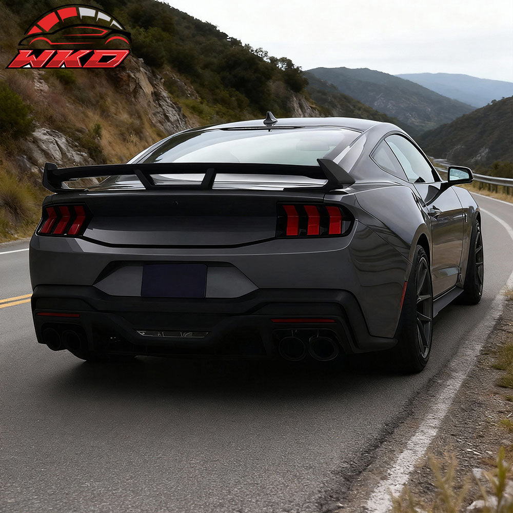 Fits 24-26 Ford Mustang 7th Gen S650 Dark Horse Gloss Black Trunk Spoiler ABS
