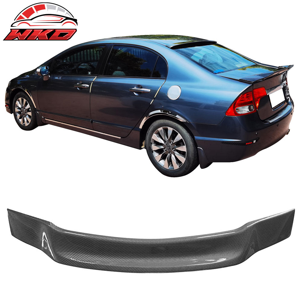 Fits 06-11 Honda Civic 8th Gen Trunk Spoiler R Style ABS Wing Carbon Fiber Print