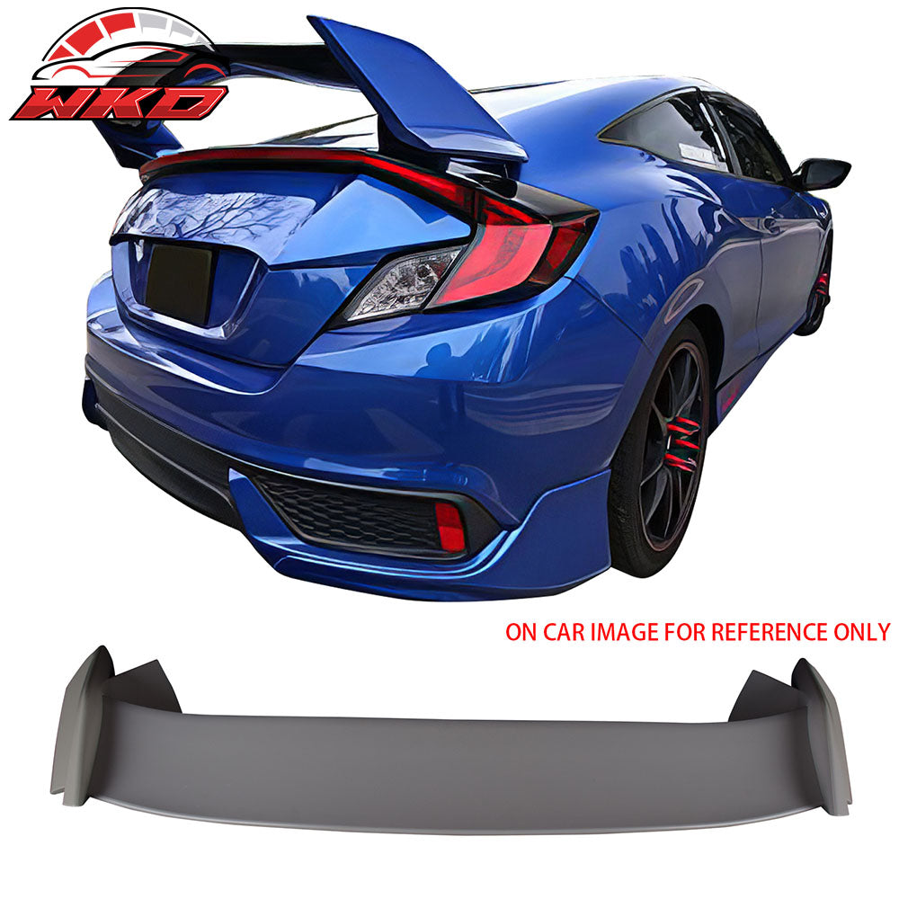 Fits 16-21 Honda Civic 10th Gen Coupe TR Style Rear Trunk Spoiler Unpainted Gray